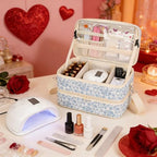 Nail Polish Organizer Bag Holds 50+ Bottles (15ml/0.5 fl.oz) &UV Nail Lamp - Image 2
