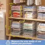 Hongtamoya 4-Tier Stackable Closet Organizers and Storage Shelves, Foldable & Mutifunctional Clothes Storage Basket Sweater Organizer Bins Container for Wardrobe Kitchen Office Bathroom, White - Image 2