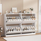White Hidden Shoe Storage Cabinet for Entryway with 4 Flip Drawers - Image 3