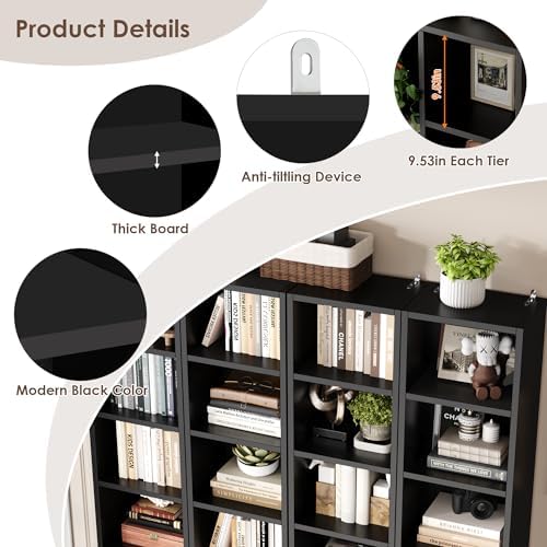 FOTOSOK 2 Pcs 71'' Tall Narrow Bookshelf, 8-Tier Media Tower Rack Set of 2 - Image 6