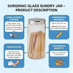 SurgiMac Glass Sundry Jar with Lid, 4 x 8.5 inch, Clear Storage Container, Compact & Durable, for Cotton Balls & Supplies | 6 Count - Image 2