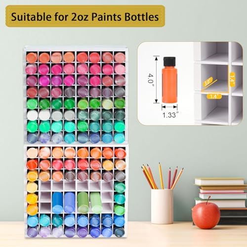 Krafetto 2 Pack 64-Grid Paint Organizer for 2 Oz Bottles, Wall Mount - Image 3