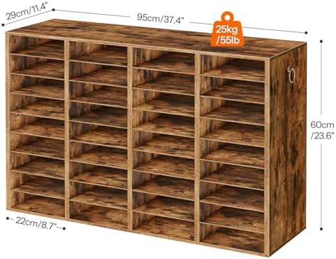 HOOBRO Wooden Literature Organizer, 36-Slot Mail Sorters, Removable Classroom Mailbox, Student Mailboxes for Classroom, Paper Storage Organizer, for Home, Office, Classroom, Rustic Brown FG36WF01 - Image 6