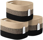ECDYQXVU 15x10x9 Inch Woven Cotton Rope Storage Basket, 3 Pack by ECDYQXVU