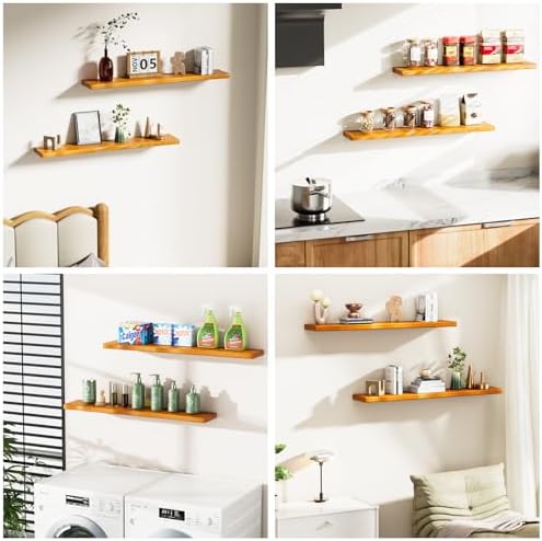 Organic Wavy Edge Floating Shelves,Hidden Brackets,2 Pack 36 in - Image 7