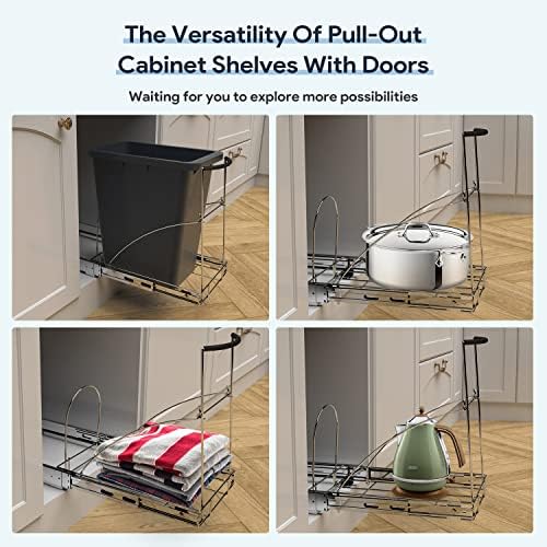 Tanamu Pull Out Trash Can Under Cabinet，Under Sink Slide Out Garbage for Kitchen，Requires 13" W X 18" D Minimum Cabinets，Not Included Can，Chrome Adjustable for 7-10 Gal Can - Image 6