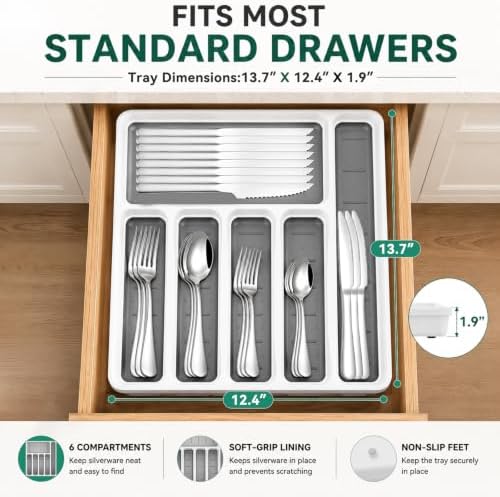 49PCS Silverware Set with Organizer, Silverware Cutlery&Steak Knives for 8 - Image 3