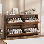 Brown Hidden Shoe Storage Cabinet for Entryway with 4 Flip Drawers - Image 3