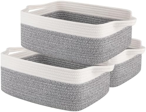 OIAHOMY 3-Pack Storage Baskets for Organizing Woven Small Basket Gery by MasterofSpaceOptimization