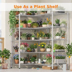 Homdox 5-Tier Adjustable Metal Storage Shelves, Space-Saving Corner Rack for Kitchen, Pantry, Office, Garage, Books & Plants, 18"x72"x72", Silver Gray - Image 2