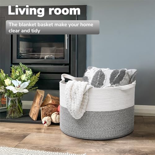 Goodpick Woven Blanket Basket Living Room, Toy Bin for Playroom, 85L - Image 2