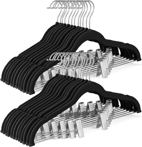 SONGMICS 50-Pack Pants Hangers, Velvet Hangers with Adjustable Clips by SONGMICSbySONGMICSHOME