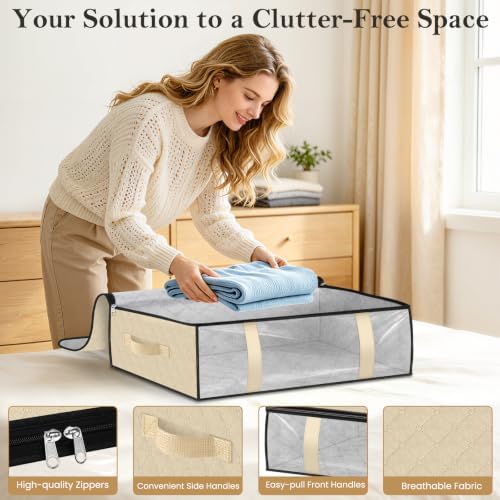 StorageRight Under Bed Storage Bags, 8 Pack, 40L, Beige - Image 3