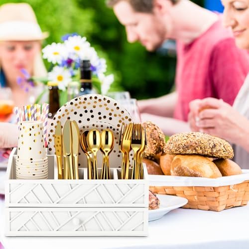 Marsui Wood Paper Plate Dispenser for Countertop, White - Image 4
