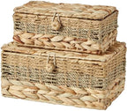 2PCS Wicker Storage Baskets with Lids Decorative Rattan Boxes by VinneGenzz