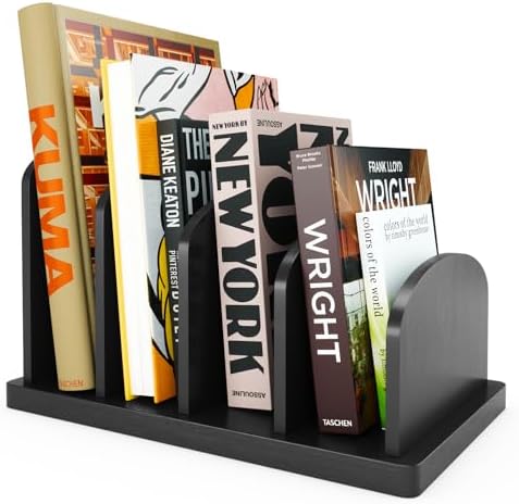Cook Book Organizer, 4 Sections, Recipe Book Holder Rack, Tabletop Stand for Convenient Cookbook Storage, Vertical Cook Book Stand Kitchen, Binder Holder for Desk & Countertop (Black) by CraftSaints