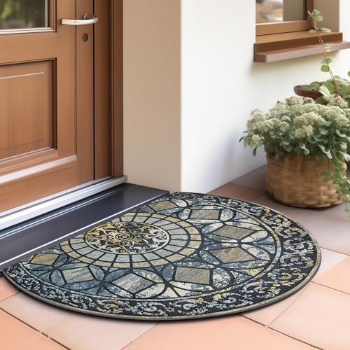 CHICHIC Entrance Door Mat Large 18 x 30 Inch Entry Way Doormat Front Door Rugs Outdoors Heavy Duty Welcome Mat Non Slip Rubber Back Low Profile for Garage, Patio, High Traffic Area, Blue - Image 2