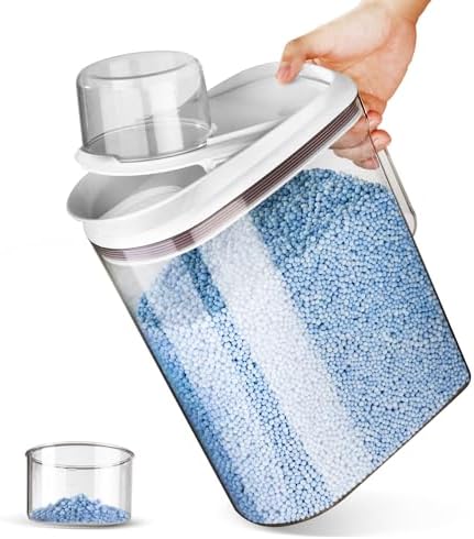 LivLab Mker Laundry Detergent Dispenser with Lid, Powder Container for Laundry Room Organization and Storage, Scent Booster Beads with Measuring Cup 3.5L/8Lbs/125oz by LivLabMker