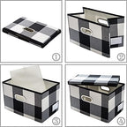 PRANDOM Collapsible Storage Bin with Lid [3-Pack] Fabric Foldable Storage Box Organizer Container Basket Cube with Cover for Home Bedroom Closet Office Nursery Black and White Grid(14.9x9.8x9.8) - Image 4