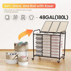 180L Laundry Sorter 3 Section, Rolling Laundry Basket with Wheels and Lid - Image 6