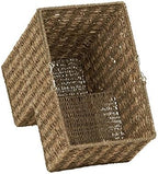 Household Essentials Handwoven Seagrass and Corn Husk Wicker Stair Basket with Iron Frame and Handles, Natural - Image 6