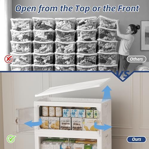 SAILUN 234QT Stackable Storage Bins with Lid, Storage Cabinet 5 Pack White - Image 4