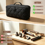 Hair Tools Travel Bag 5-Piece Set with Heat Resistant Mat Insulated Pouch and 2 Cord Straps, Large Fabric Organizer for Hot Brush Curling Iron Flat Iron Hair Dryer, Available in Black - Image 7