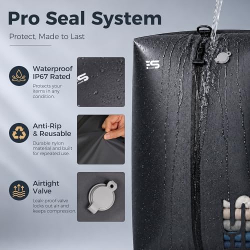 3PCS Vacuum Bags for Travel with Pump, Reusable, Waterproof, Black - Image 6