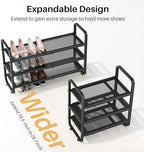 Expandable Metal Shoe Rack for Closet, Entryway & Garage, 3-Tier, Black - Image 4