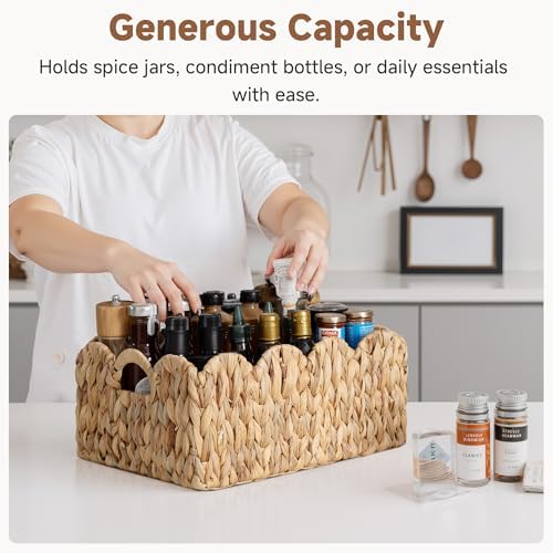 StorageWorks Wicker Baskets for Nursery, Water Hyacinth Scalloped Baskets - Image 5