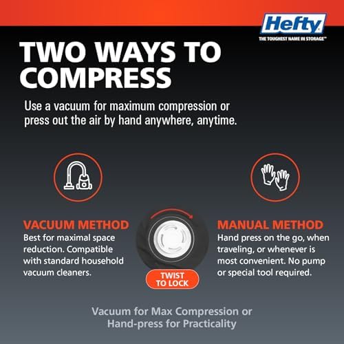 Hefty MAX Shrink-Pak Vacuum Seal Storage Bags for Clothing, Travel, Bedding | Tear & Water Resistant, Dual-Valve Space Saver Compression Bags - Large, 4-Pack - Image 3