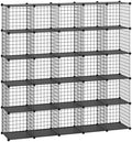 HUBSON Wire Cube Storage Organizer, Book/Toy/Craft/Potted Plants and petCloset Organizers and Storage Shelves, 25-Cube Freely Combinable Metal Grids Storage Shelf,Black Plus Iron by HUBSON