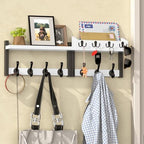 29'' White Coat Rack Wall Mount with Shelf, Solid Wood Coat and Key Hanger with 11 Metal Hooks, Farmhouse Wall Organizer for Mail, Entryway Wall Hangers for Hats, Clothes, Backpacks, Mudroom by Unknown