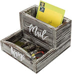 MyGift Rustic Torched Wood Mail Holder and Key Organizer Entryway Storage Tray with Cursive Mail and Keys Word Design, Office, Dorm, Classroom Desktop Organizing Bin by MyGiftHome