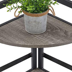 BON AUGURE Industrial Corner Shelf Stand, Tall Corner Bookshelf, Wood Metal 5 Tier Bookcase Shelves, Display Shelving Unit for Kitchen, Living Room (Dark Grey Oak) - Image 6