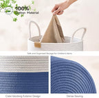 Nunsino Laundry Hamper 75L,Large Laundry Basket for Clothes,Decorative Storage Basket for Blankets,Cotton Rope Woven basket for bedroom,Navy Blue - Image 5