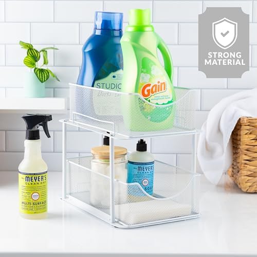 Sorbus Pull-Out Under Sink Organizer, Mesh Construction (White, 1 Pack) - Image 6