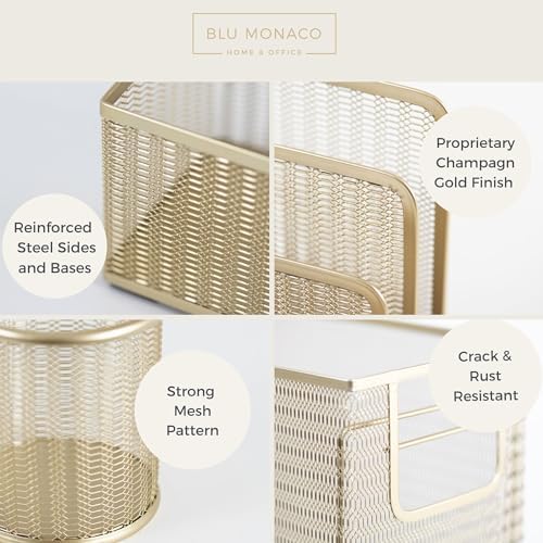 BLU MONACO | Gold Desk File Folder Organizer Set | Desktop Hanging File Organizer with Letter Size Holder | Hanging File Folders Organizer Office Accessories - Image 3