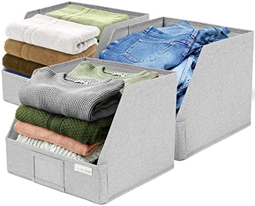 VIVIDECOR Trapezoid Closet Shelf Organizer, Baskets for Organizing, Storage Baskets for Shelves, Cubbies Storage Bins for Clothes, Gray by VIVIDECOR