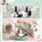 Honeydak Rotating Perfume Organizer Tray, 2 Tiers, Resin Diamond, Green - Image 5