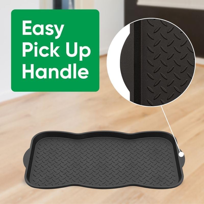 Superio Multi-Purpose Boot & Shoe Tray, Black, 29.75 x 15 Round Scalloped, Protects Floors from Water and Dirt, Waterproof for All Weather Indoor or Outdoor Use (2) - Image 5
