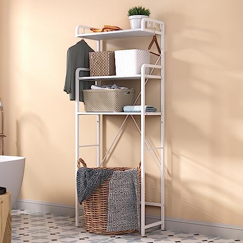 Huhote Over The Toilet Storage Rack with 3-Tier Bathroom Shelves, Space Saver Toilet Shelf, Bathroom Storage Organizer with Hooks for Over Toilet Storage and Bathroom Shelf (White Faux Marble) - Image 7