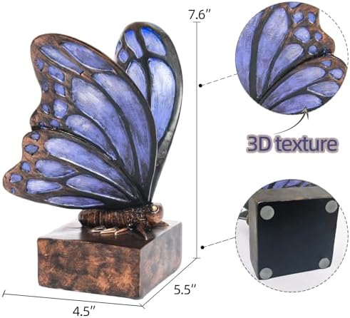 Vintage Purple Butterfly Bookends,Resin Book Ends for Shelves,Heavy Duty Decorative Bookends,Creative Book Stopper Holder Decor for Desk Home Office,Shelf Decoration,Gifts for Mother's Day - Image 3