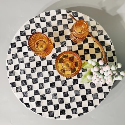 12-Inch Mother of Pearl Lazy Susan for Table Top, Black & White - Image 6