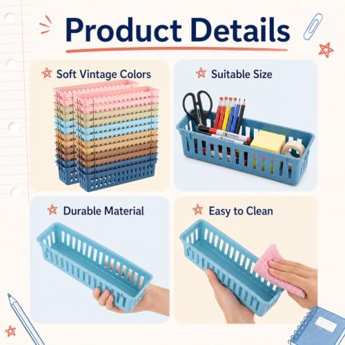 24 pcs Vintage Pencil Basket Dispenser for Classroom Pencil Holder for Desk - Image 3