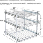 Household Essentials Glidez Multipurpose Chrome-Plated Steel Pull-Out/Slide-Out Triple-Sliding Storage Organizer for Cookware and Bakeware - 3-Tier Design - Fits Standard Size Cabinet or Shelf, Chrome - Image 3