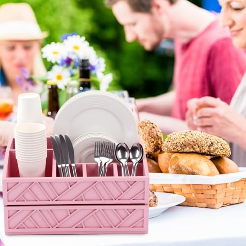 Marsui Wood Paper Plate Dispenser for Countertop, Pink - Image 6