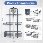Extra Large Shower Caddy Hanging, Rust-Resistant Shower Organizer Hanging,3 Tier Height-Adjustable Over the Head Caddy,Rack with Soap Basket (Gray) - Image 7