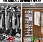 20 Section Hanging Shoe Organizer for Closet, Hanging Closet Organizer and Storage Space-Saving Foldable Clothes Shelf with Sturdy Hooks for Wardrobe, Dorm, Bedroom, Rv, Transparent - Image 6