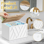 Tampon Holder for Bathroom Decor, Feminine Product Organizer with Lid and Drawer, Shark Week Tampon Storage, Wood Pad and Tampon Organizer for Toilet Organizer, Bathroom Accessories Box for Girl Stuff - Image 7